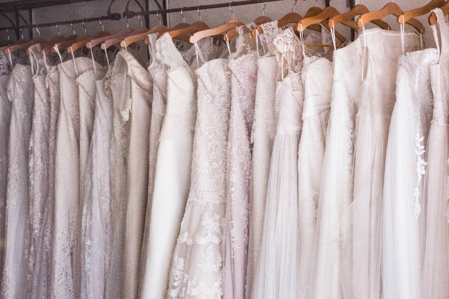 wedding gowns in wardrobe